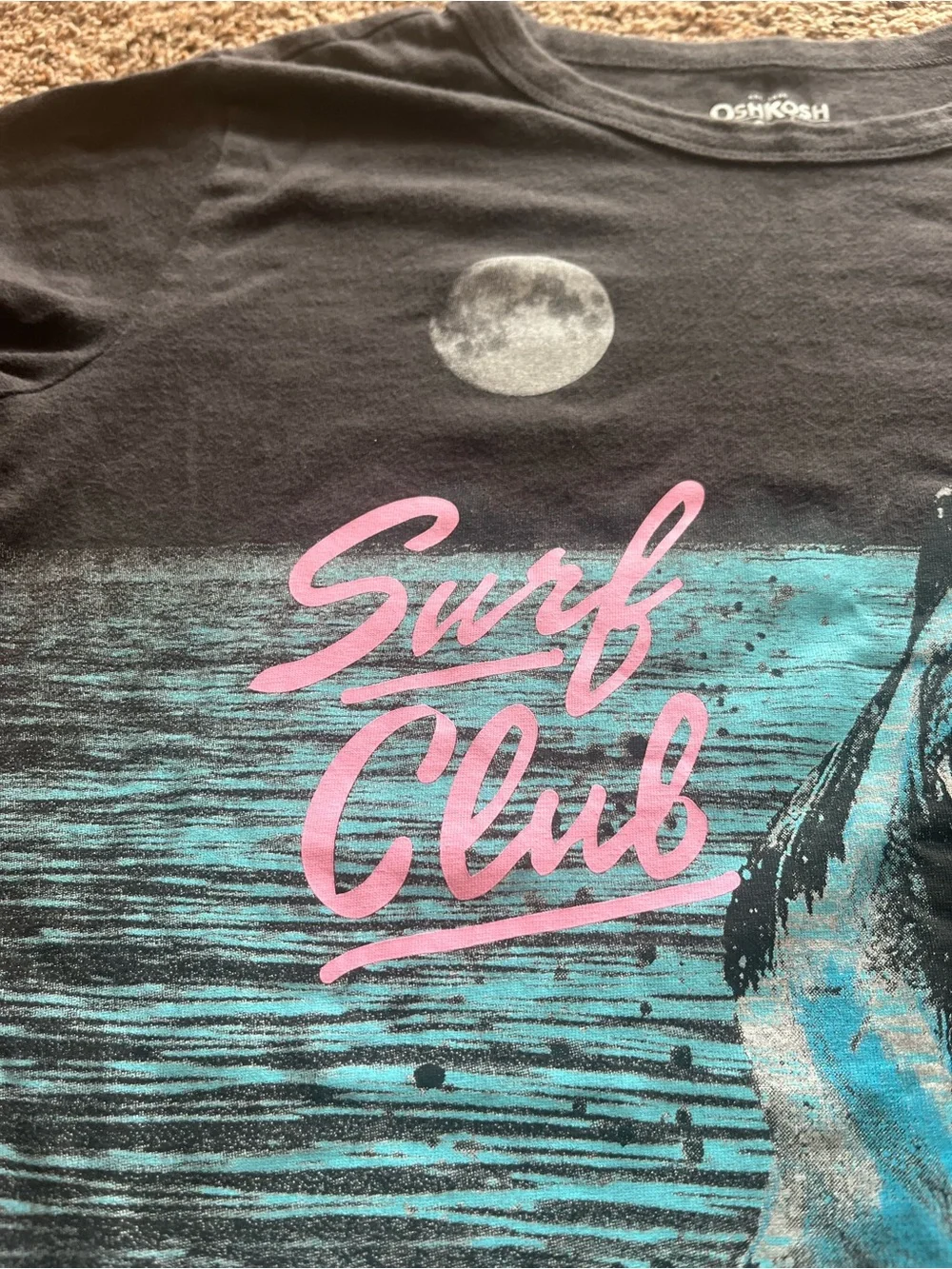 Osh Gish Surf Club Shark Graphic Tee - Black & Teal - Kids
